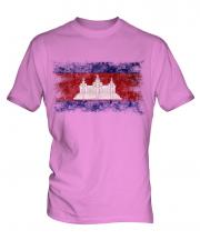 Cambodia Distressed Flag Mens T-Shirt