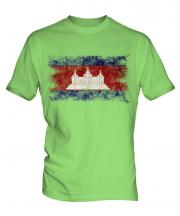 Cambodia Distressed Flag Mens T-Shirt