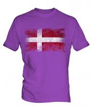 Denmark Distressed Flag Mens T-Shirt