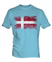 Denmark Distressed Flag Mens T-Shirt