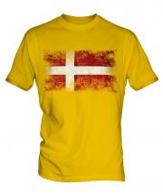 Denmark Distressed Flag Mens T-Shirt