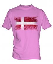 Denmark Distressed Flag Mens T-Shirt