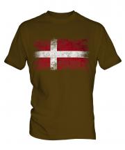 Denmark Distressed Flag Mens T-Shirt
