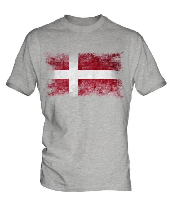 Denmark Distressed Flag Mens T-Shirt