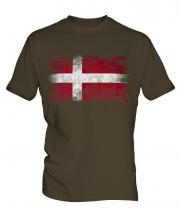 Denmark Distressed Flag Mens T-Shirt