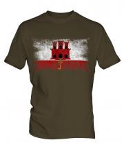 Gibraltar Distressed Flag Mens T-Shirt
