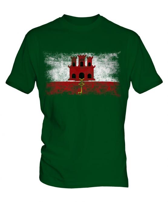 Gibraltar Distressed Flag Mens T-Shirt