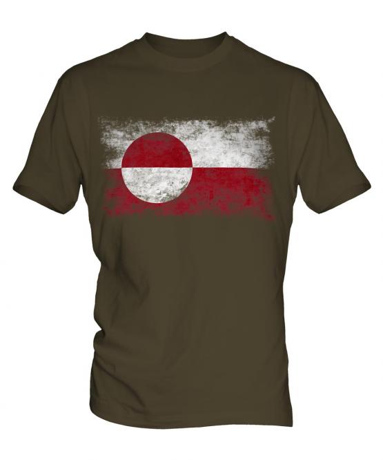 Greenland Distressed Flag Mens T-Shirt