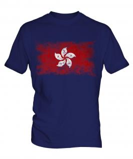 Hong Kong Distressed Flag Mens T-Shirt