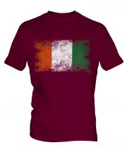 Ivory Coast Distressed Flag Mens T-Shirt