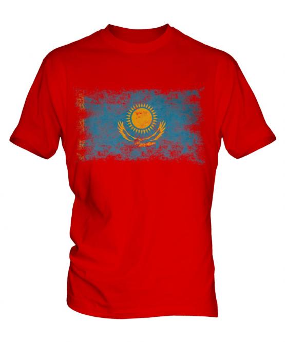 Kazakhstan Distressed Flag Mens T-Shirt