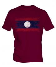 Laos Distressed Flag Mens T-Shirt