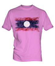 Laos Distressed Flag Mens T-Shirt