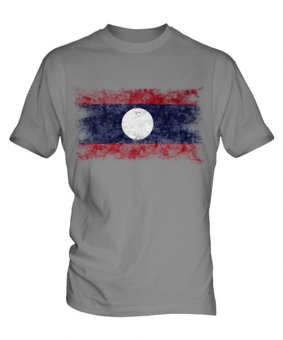 Laos Distressed Flag Mens T-Shirt