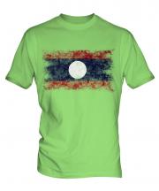 Laos Distressed Flag Mens T-Shirt