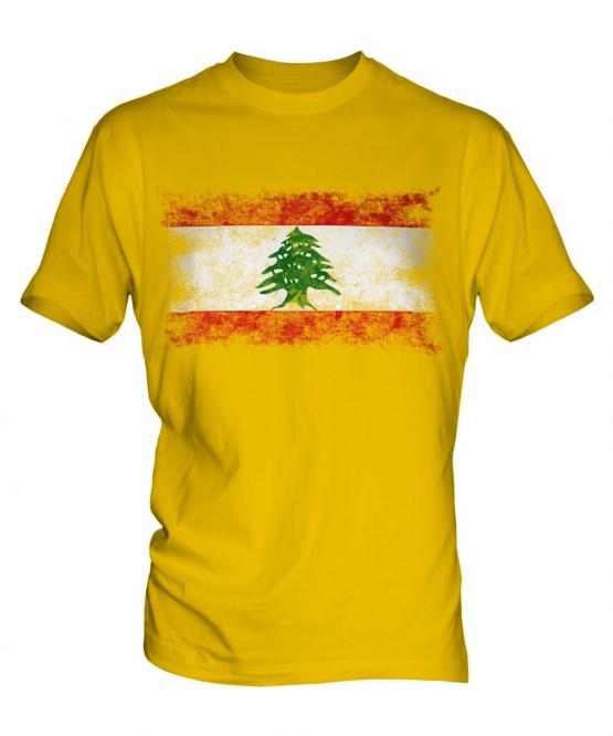 Lebanon Distressed Flag Mens T-Shirt