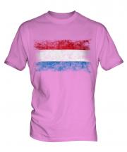 Luxembourg Distressed Flag Mens T-Shirt