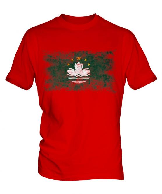 Macau Distressed Flag Mens T-Shirt