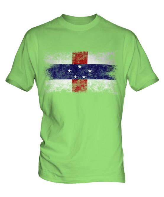 Netherlands Antilles Distressed Flag Mens T-Shirt