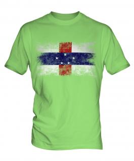 Netherlands Antilles Distressed Flag Mens T-Shirt