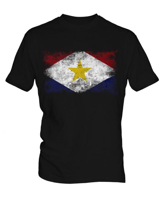 Saba Distressed Flag Mens T-Shirt