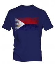Saint Martin Distressed Flag Mens T-Shirt