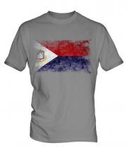 Saint Martin Distressed Flag Mens T-Shirt