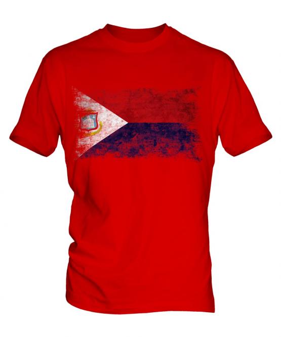 Saint Martin Distressed Flag Mens T-Shirt