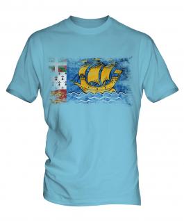 Saint Pierre And Miquelon Distressed Flag Mens T-Shirt