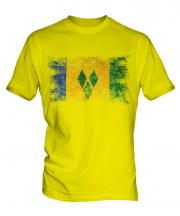 Saint Vincents And The Grenadines Distressed Flag Mens T-Shirt