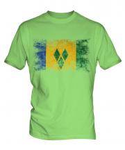 Saint Vincents And The Grenadines Distressed Flag Mens T-Shirt