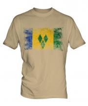 Saint Vincents And The Grenadines Distressed Flag Mens T-Shirt