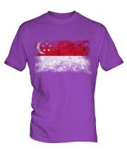 Singapore Distressed Flag Mens T-Shirt