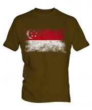 Singapore Distressed Flag Mens T-Shirt