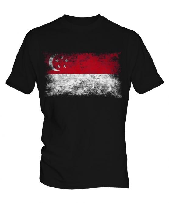Singapore Distressed Flag Mens T-Shirt