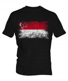 Singapore Distressed Flag Mens T-Shirt