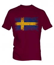 Sweden Distressed Flag Mens T-Shirt