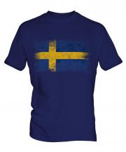 Sweden Distressed Flag Mens T-Shirt