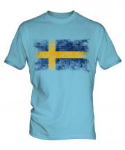 Sweden Distressed Flag Mens T-Shirt