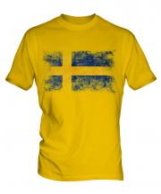 Sweden Distressed Flag Mens T-Shirt