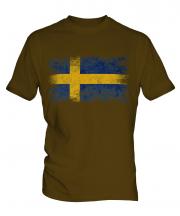 Sweden Distressed Flag Mens T-Shirt