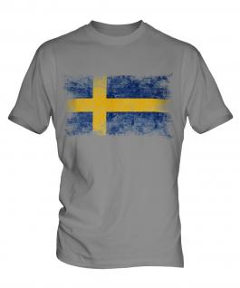 Sweden Distressed Flag Mens T-Shirt