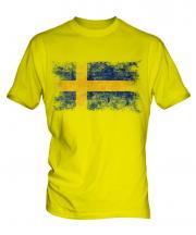 Sweden Distressed Flag Mens T-Shirt