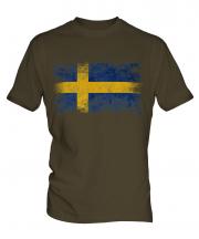 Sweden Distressed Flag Mens T-Shirt