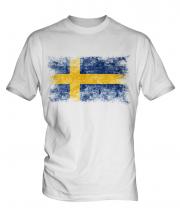 Sweden Distressed Flag Mens T-Shirt