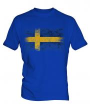 Sweden Distressed Flag Mens T-Shirt