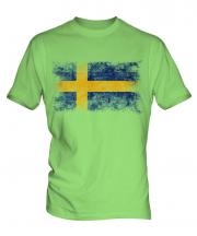 Sweden Distressed Flag Mens T-Shirt