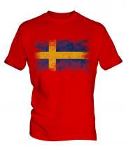 Sweden Distressed Flag Mens T-Shirt