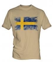 Sweden Distressed Flag Mens T-Shirt
