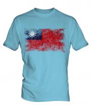 Taiwan Distressed Flag Mens T-Shirt